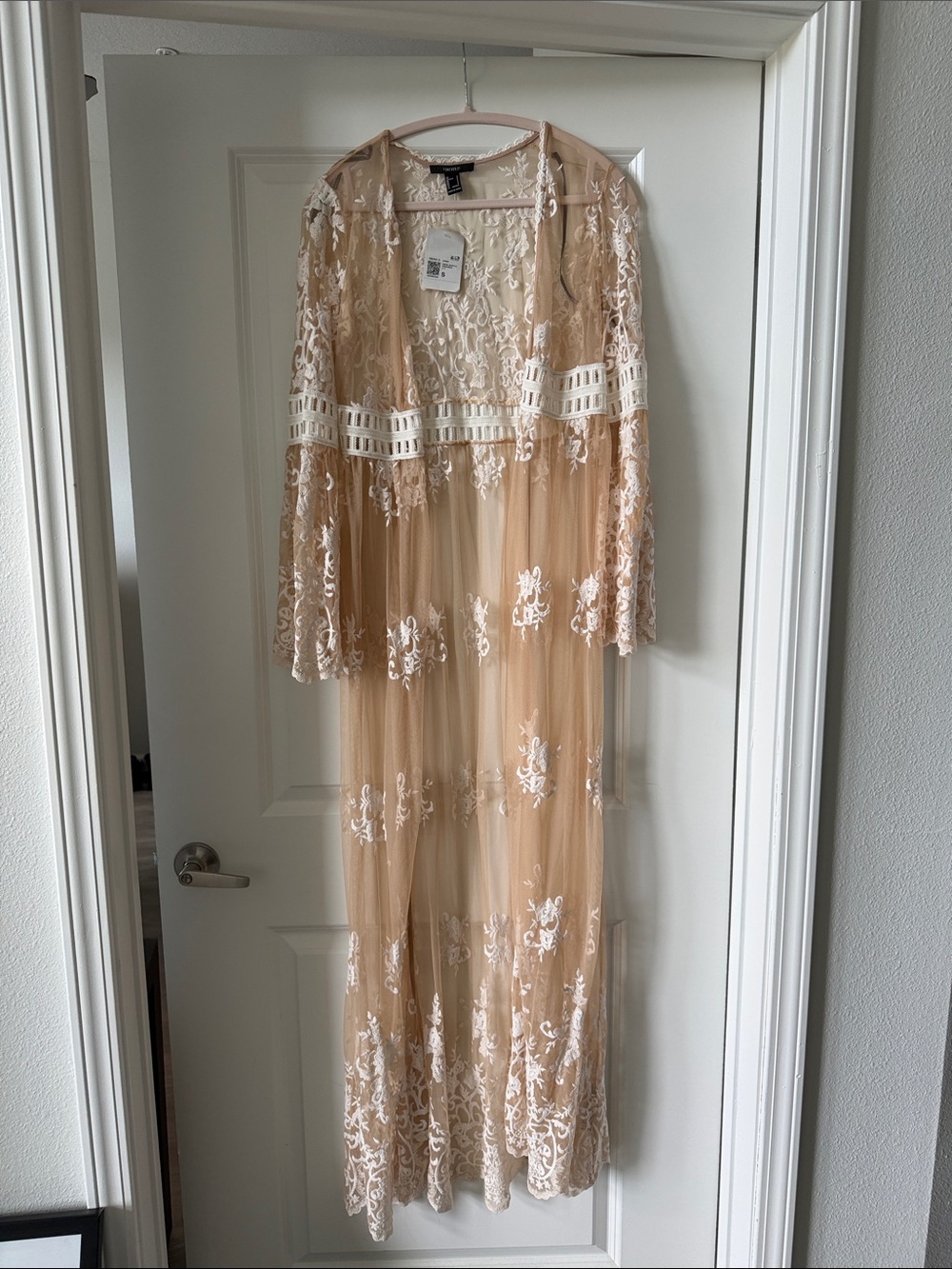 Forever 21 - Sheer Lace Jacket in Nude with White Embroidery - Brand new w/ tags